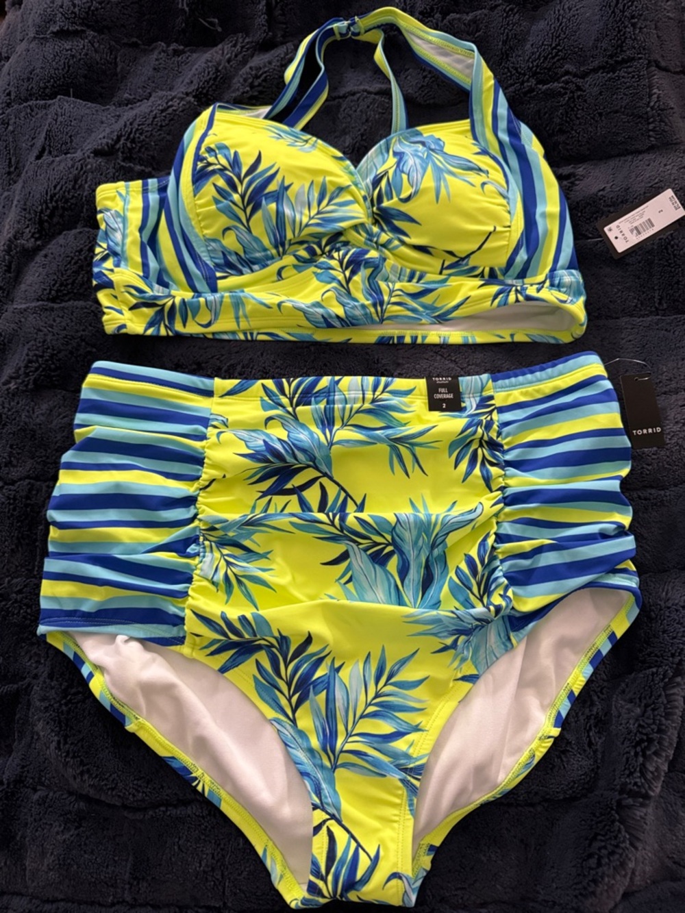 torrid Yellow and Blue Tropical High-Waist Bikini Set